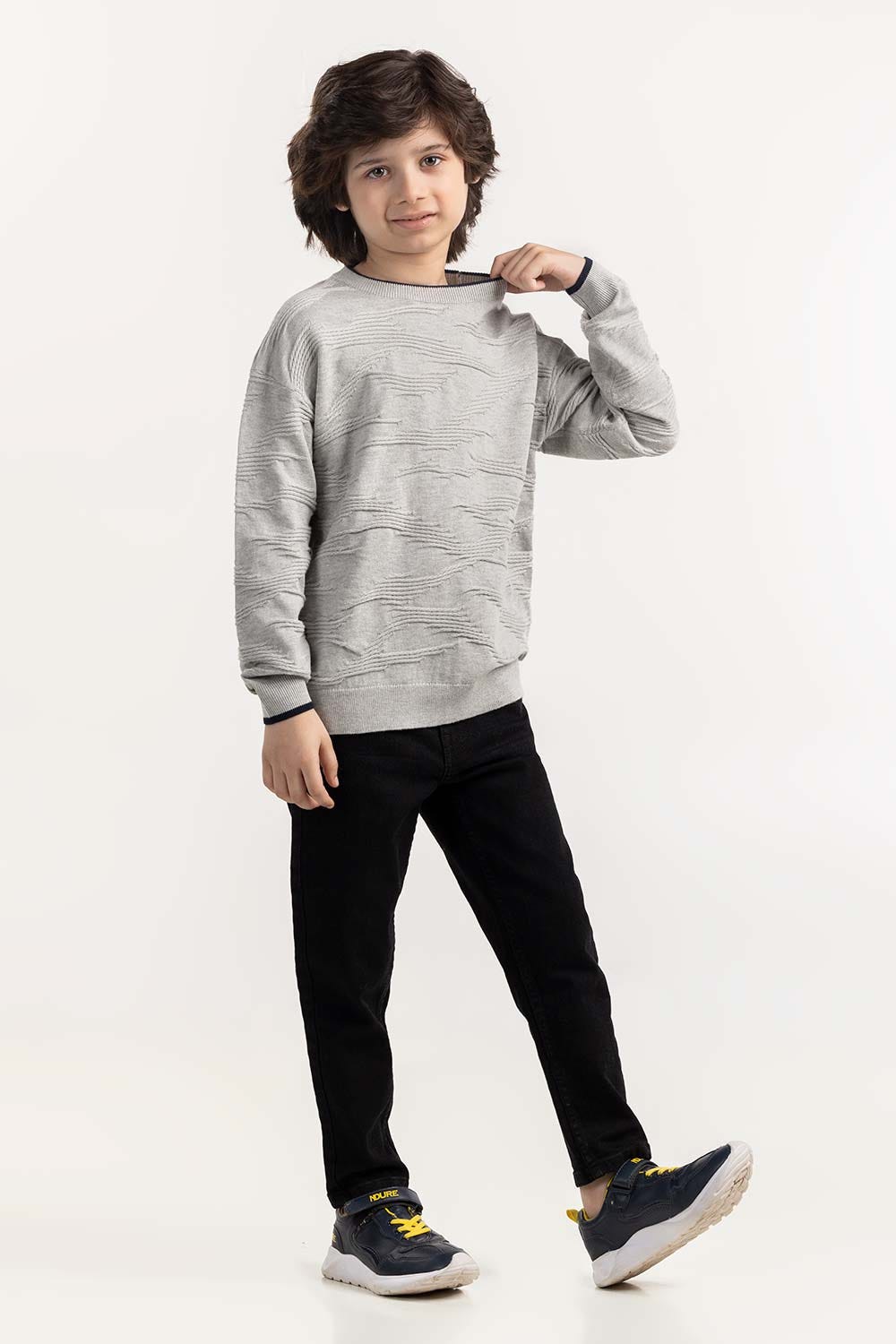 Junior Boy Grey Knit Sweater
