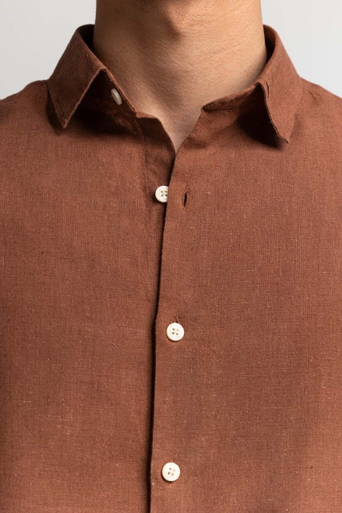 Brown Solid Casual Shirt