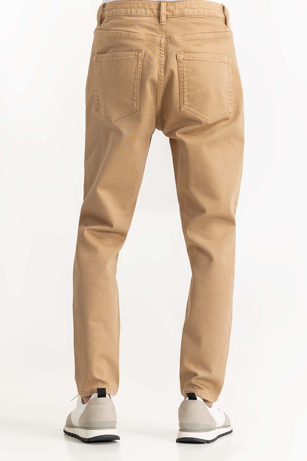 Brown Textured Faded Trouser
