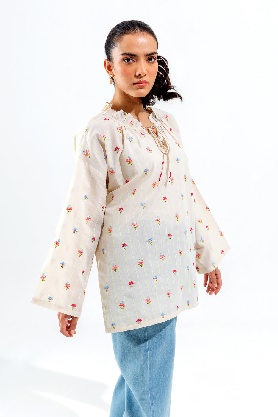 Embroidered Yarn Dyed Top (Pret)