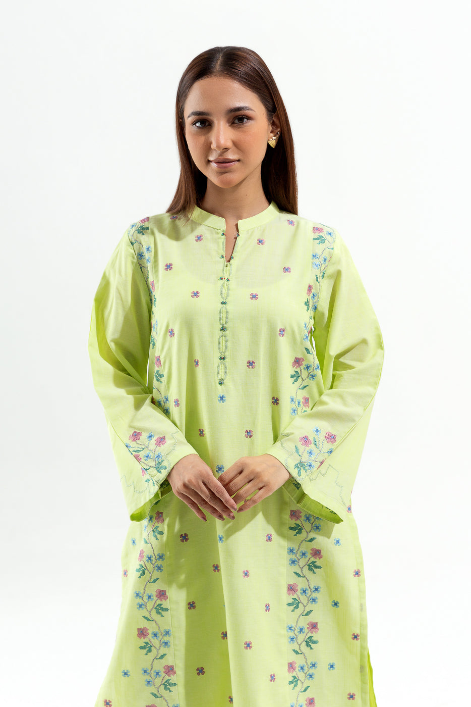 2 Piece Embroidered Chambray Suit (Pret)