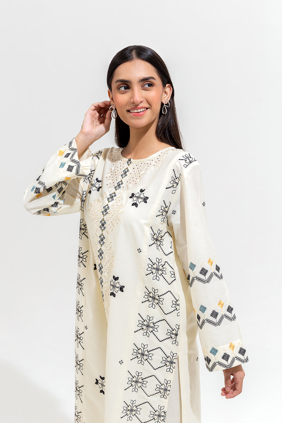 2 Piece Embroidered Cambric Suit (Pret)