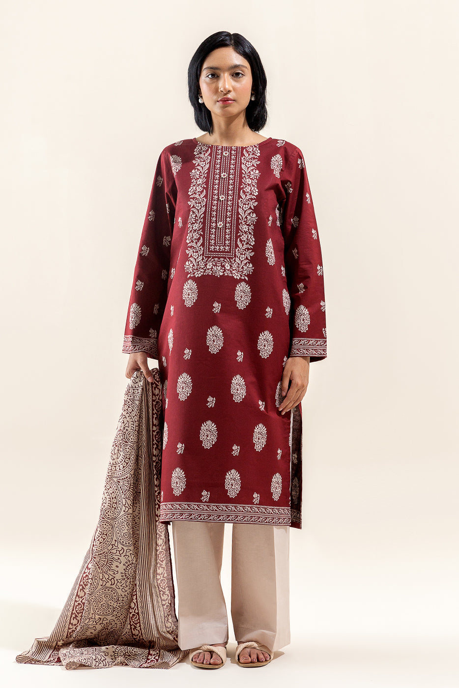 2 Piece Printed Lawn Suit-Garnet Loom (Unstitched)