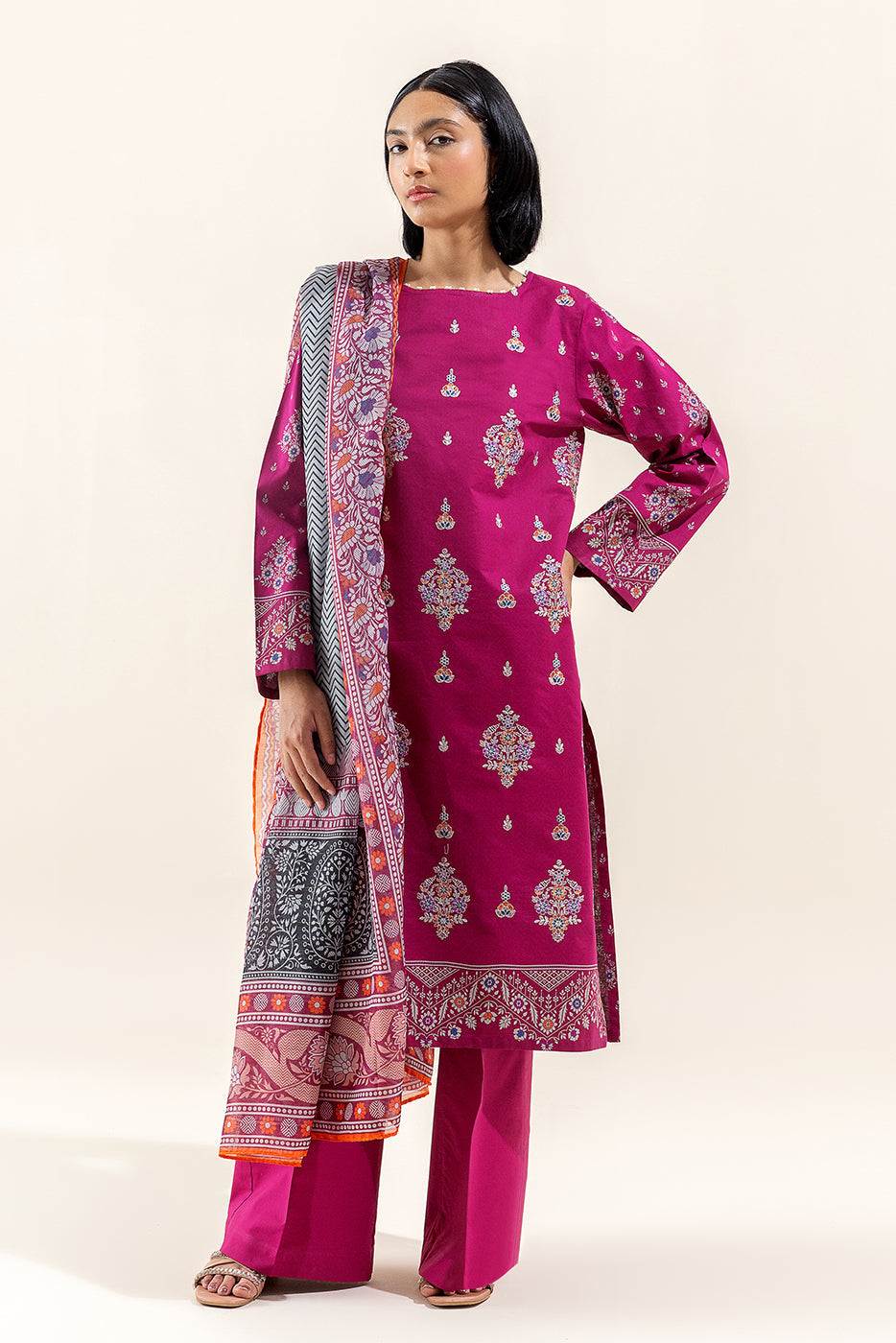 3 Piece Embroidered Lawn Suit-Mulberry Adorn (Unstitched)