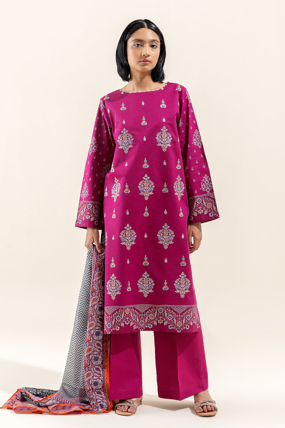 3 Piece Embroidered Lawn Suit-Mulberry Adorn (Unstitched)