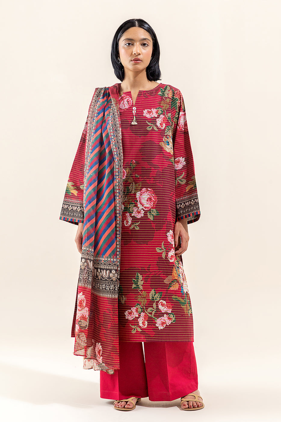 3 Piece Printed Lawn Suit-Rosette Wilt (Unstitched)