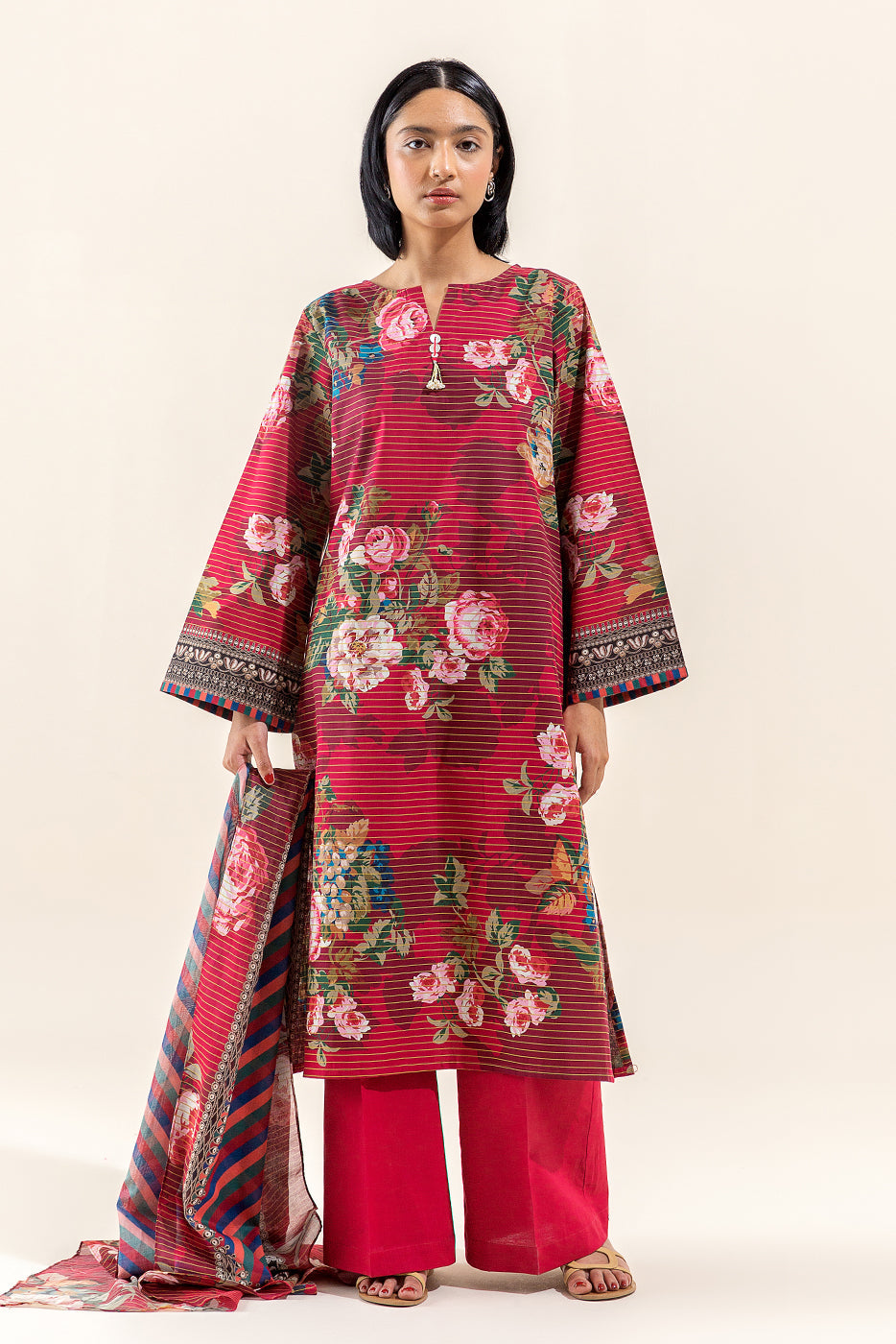 3 Piece Printed Lawn Suit-Rosette Wilt (Unstitched)