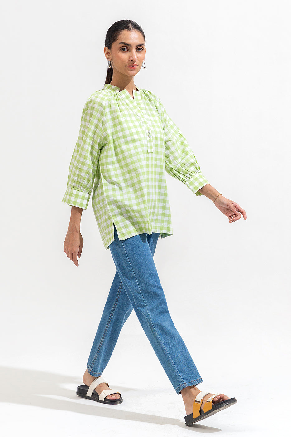 Green Gingham Top