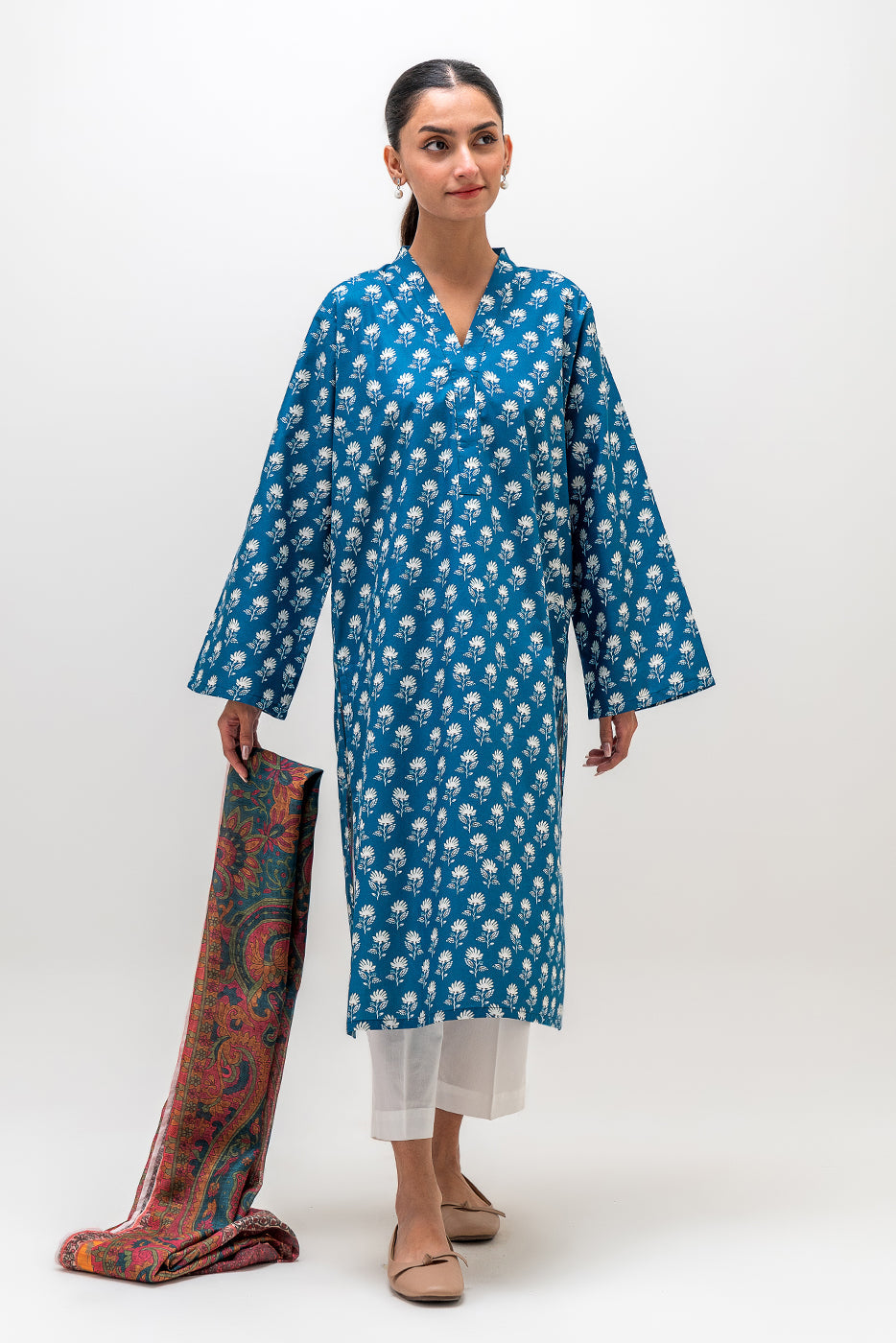 2 Piece Printed Cambric Suit (Pret)