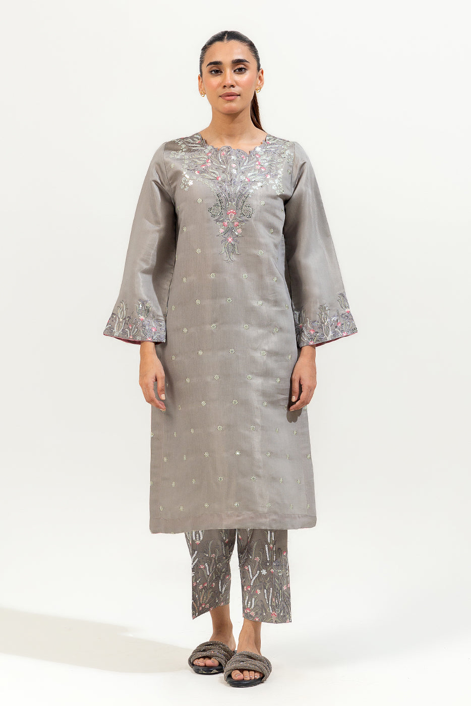 2 Piece Embroidered Silk Suit (Luxury-Pret)