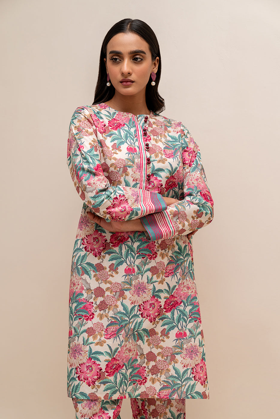 2 Piece Printed Linen Suit-Blossom Tale (Unstitched)