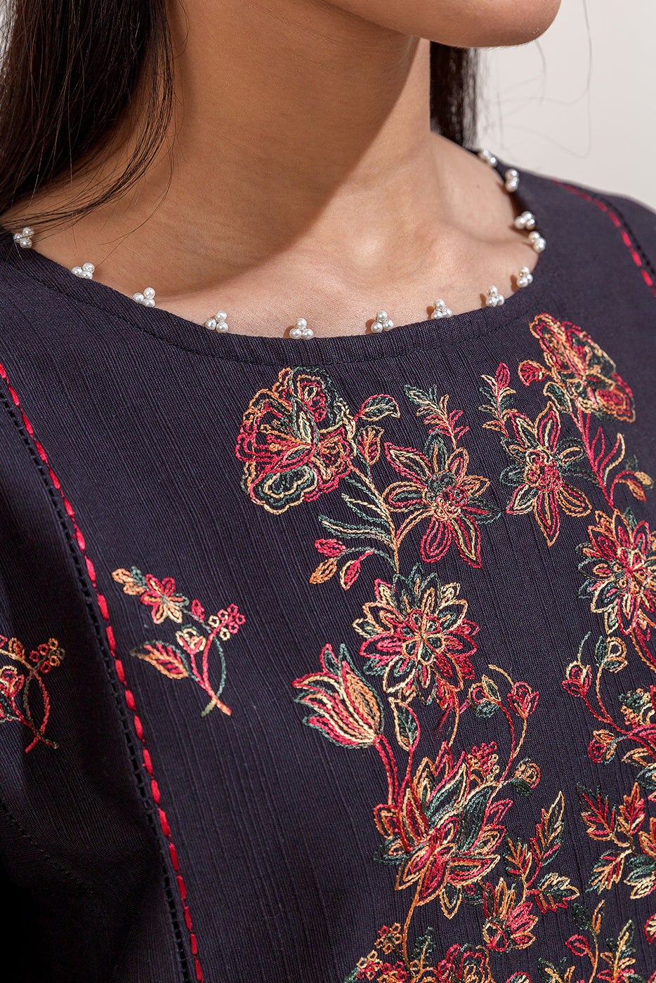 2 Piece Embroidered Khaddar Suit-Ebony Charm (Unstitched)