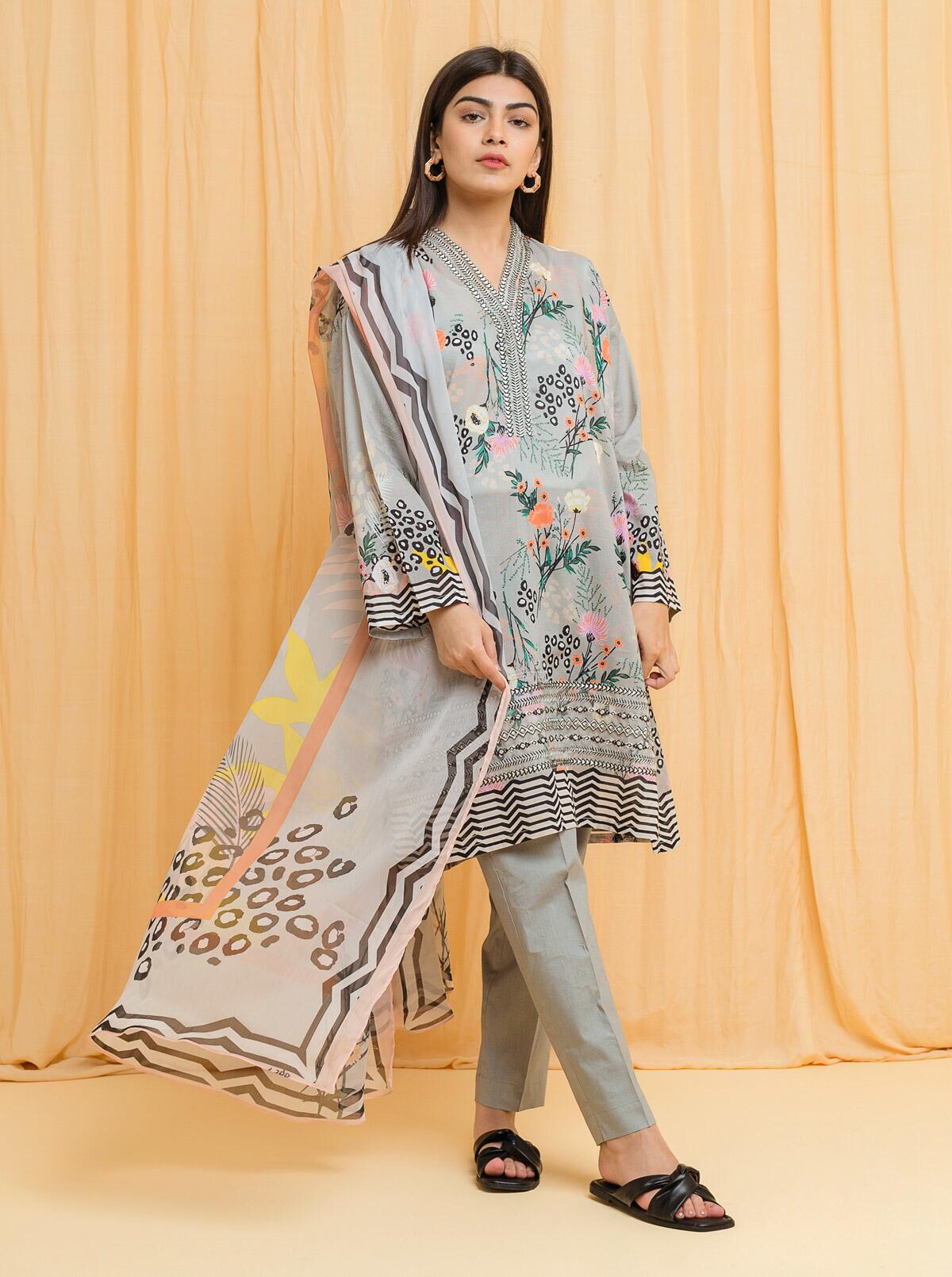 ORNATE GARDEN - EMBROIDERED PRINTED 3 PIECE