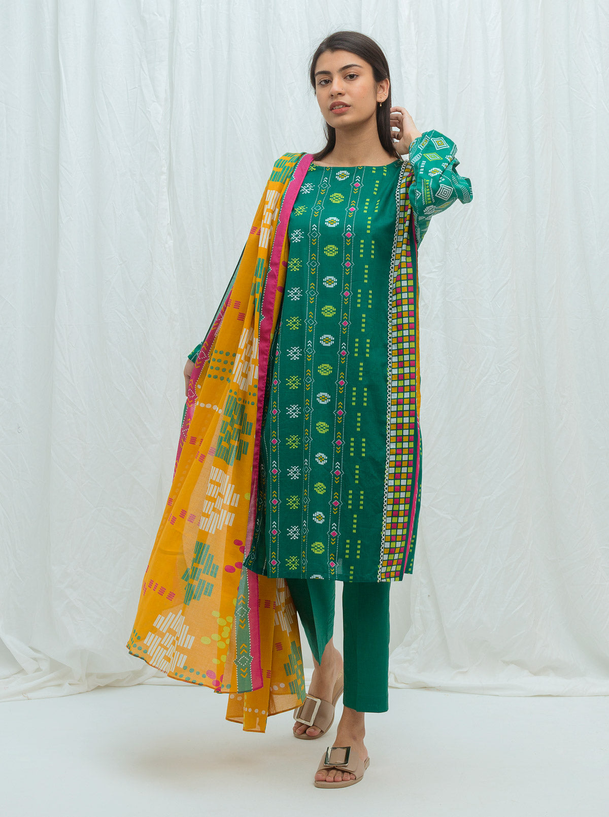 JEWEL TONES-PRINTED-2P (UNSTITCHED)BT2S21U11-GREEN-2000000164340-2P