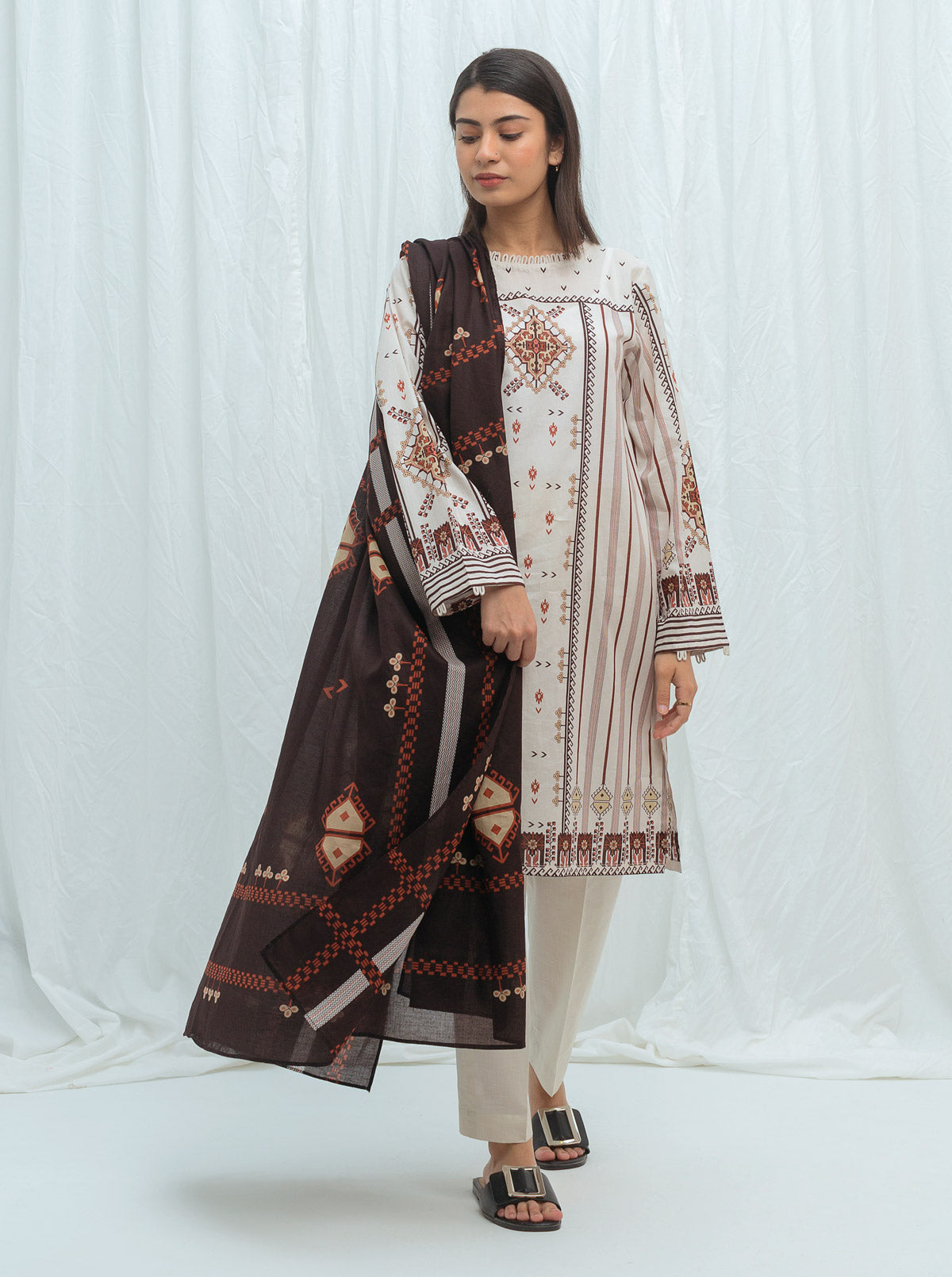 IVORY ETHNIC-PRINTED-2P (UNSTITCHED)BT2S21U18-OFFWHITE-2000000164346-2P