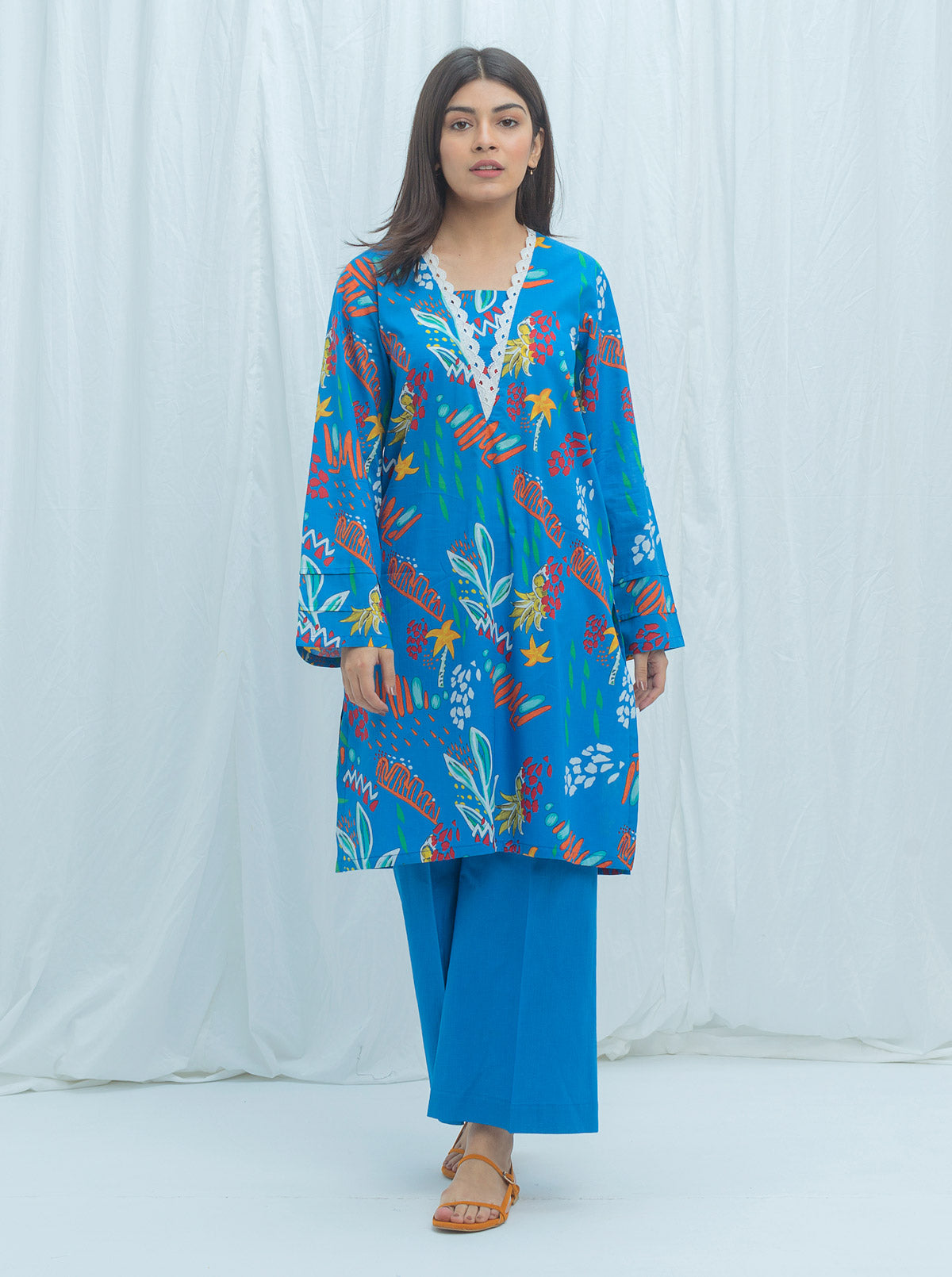 Floral Grenadine-Printed-2P (Unstitched)
