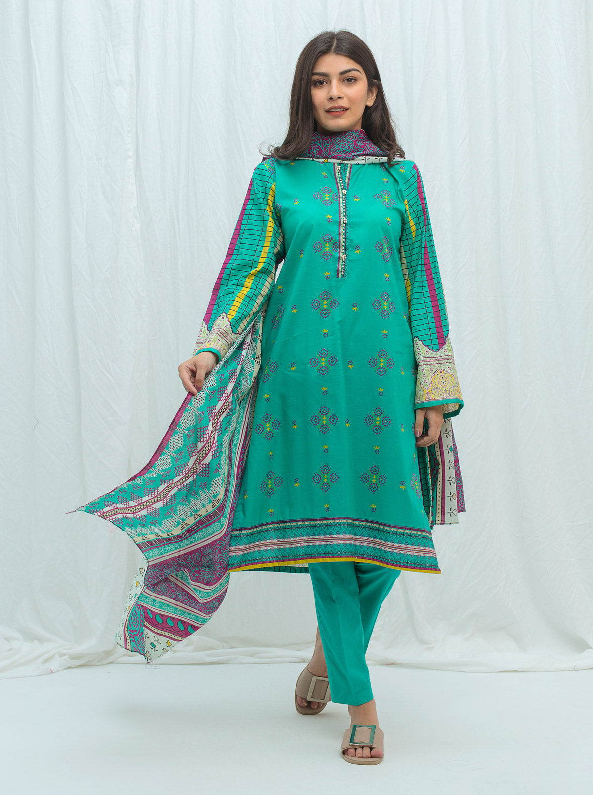 TEAL TINT-PRINTED-3P (UNSTITCHED)BT2S21U53-GREEN-2000000164368-3P