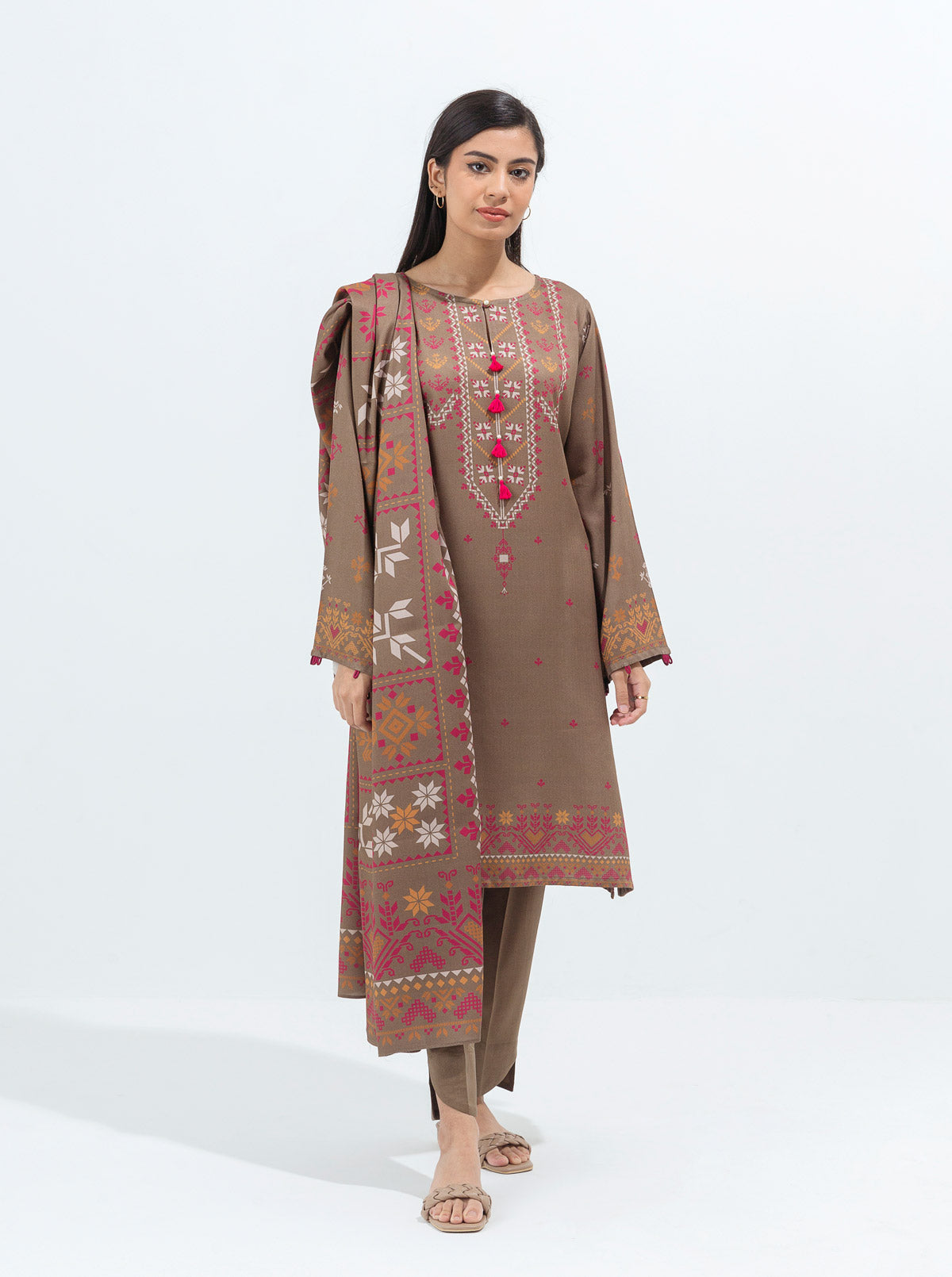 ETHNIC FUNK-PRINTED -2P (UNSTITCHED)BT2W21U77-BROWN-2000000177544-2P