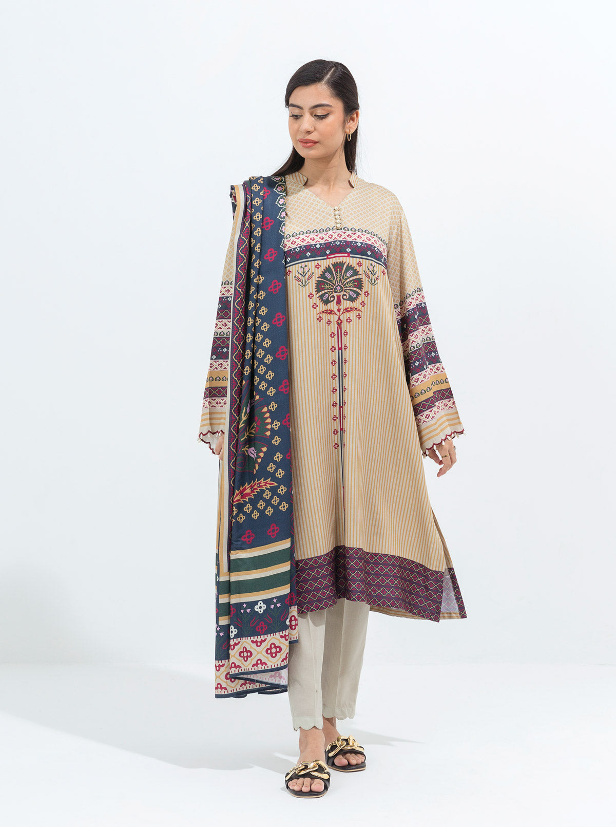 PASTEL DEW-PRINTED-2P (UNSTITCHED)BT2W21U80-BEIGE-2000000177601-2P