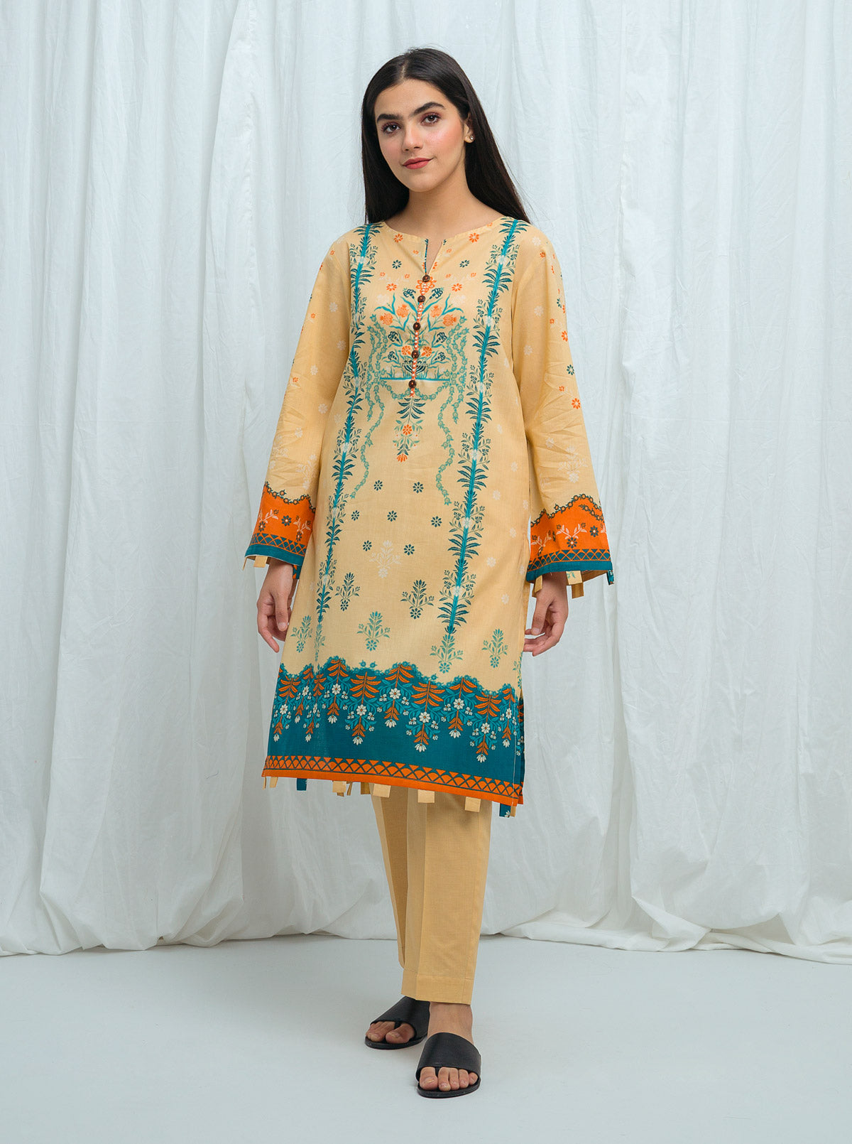 MACAROON CREAM-PRINTED -2P (UNSTITCHED)BT3S21U35-BEIGE-2000000165675-2P