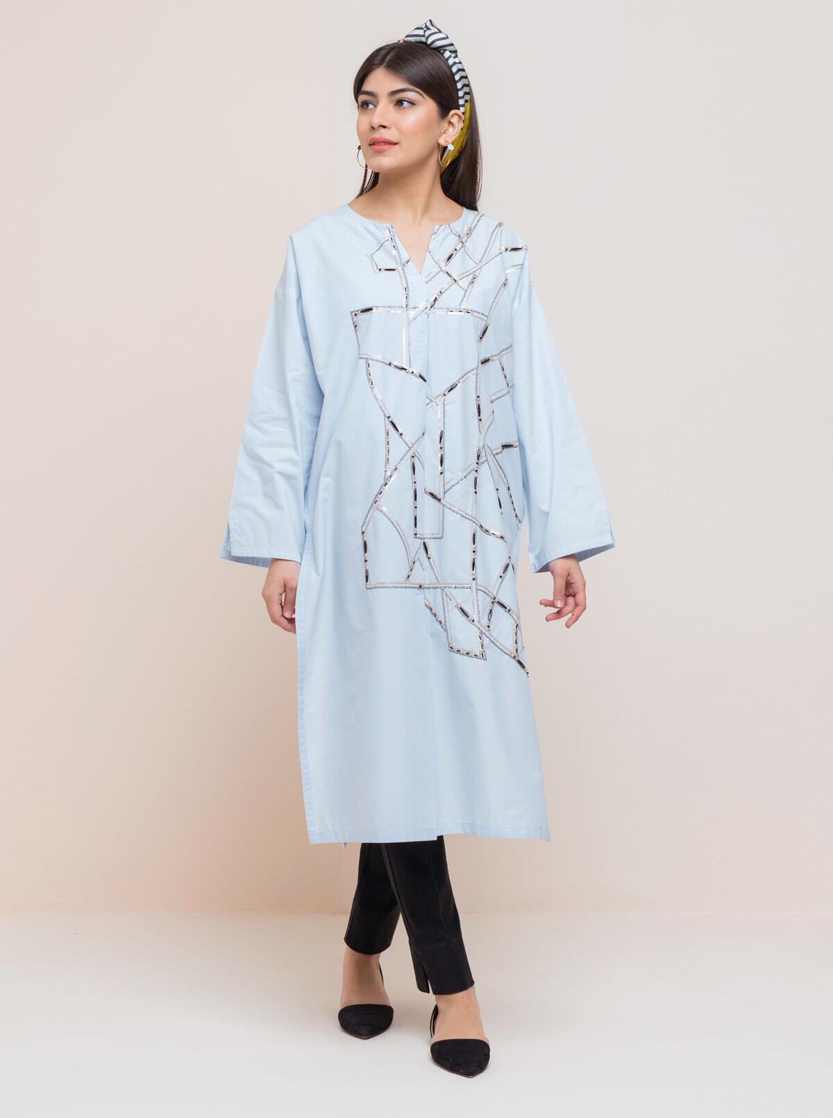 DA-1575 BLUE EMBROIDERED KURTA