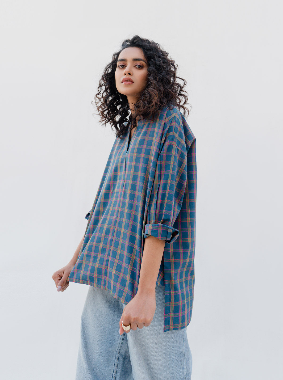 Blue Multi Check Shirt