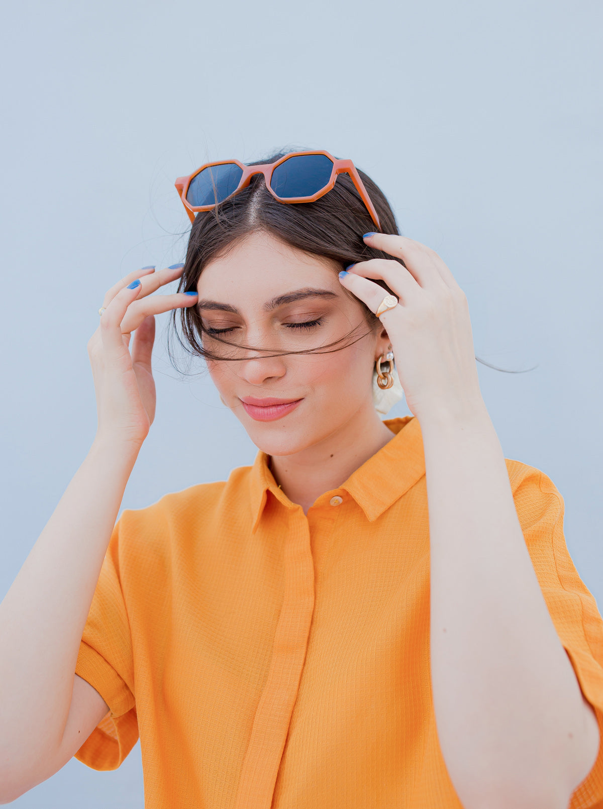 Yellow Short Sleeved Collar Shirt