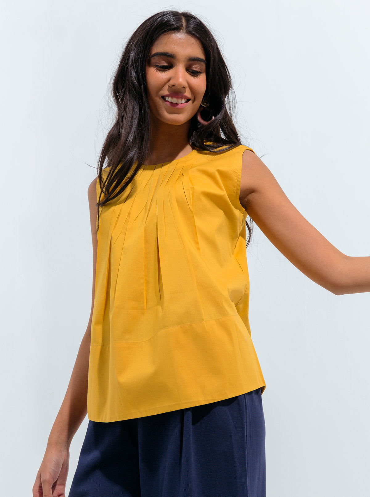 Yellow Pleated Top