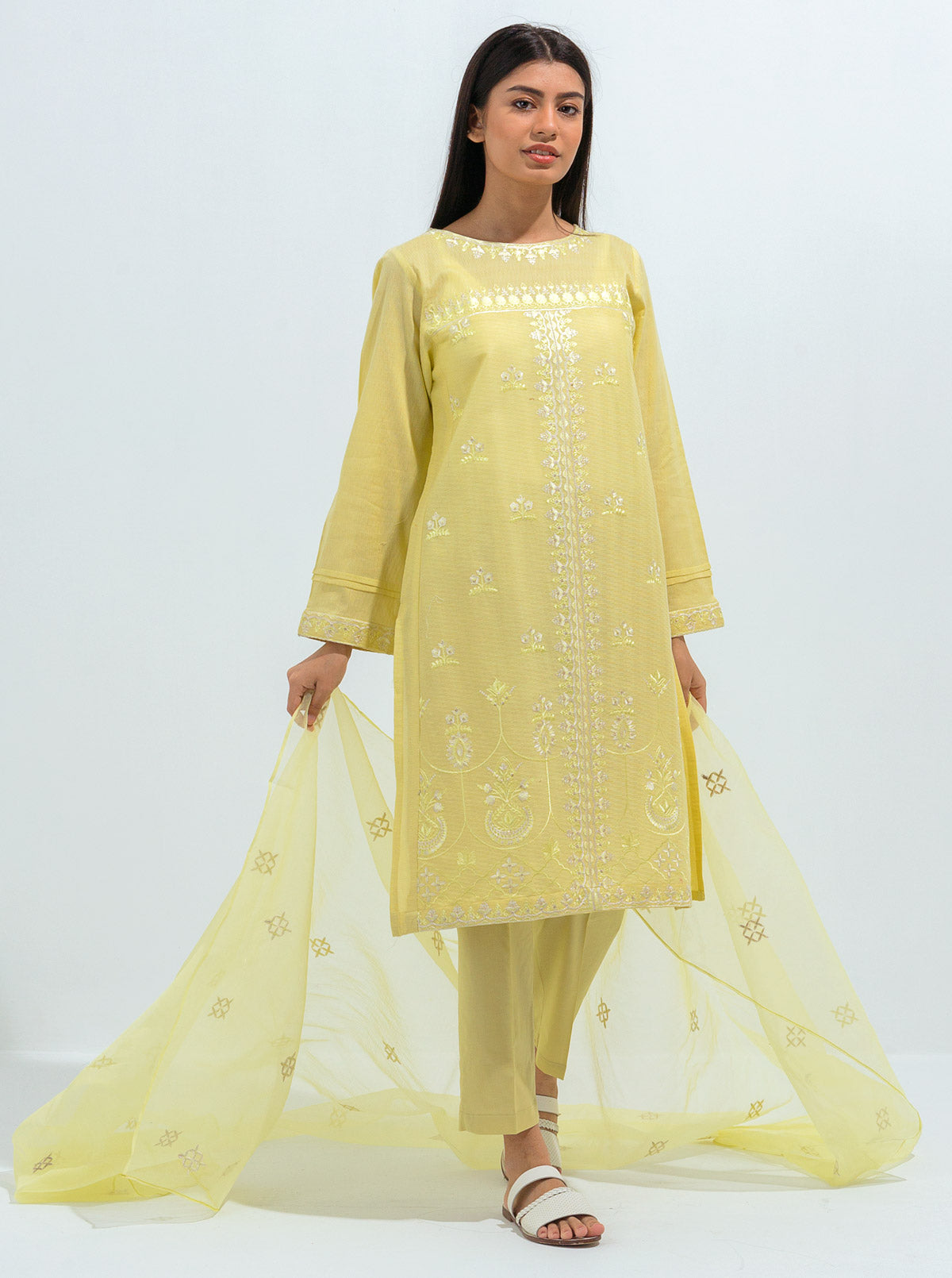 Embroidered Shirt With Dupatta