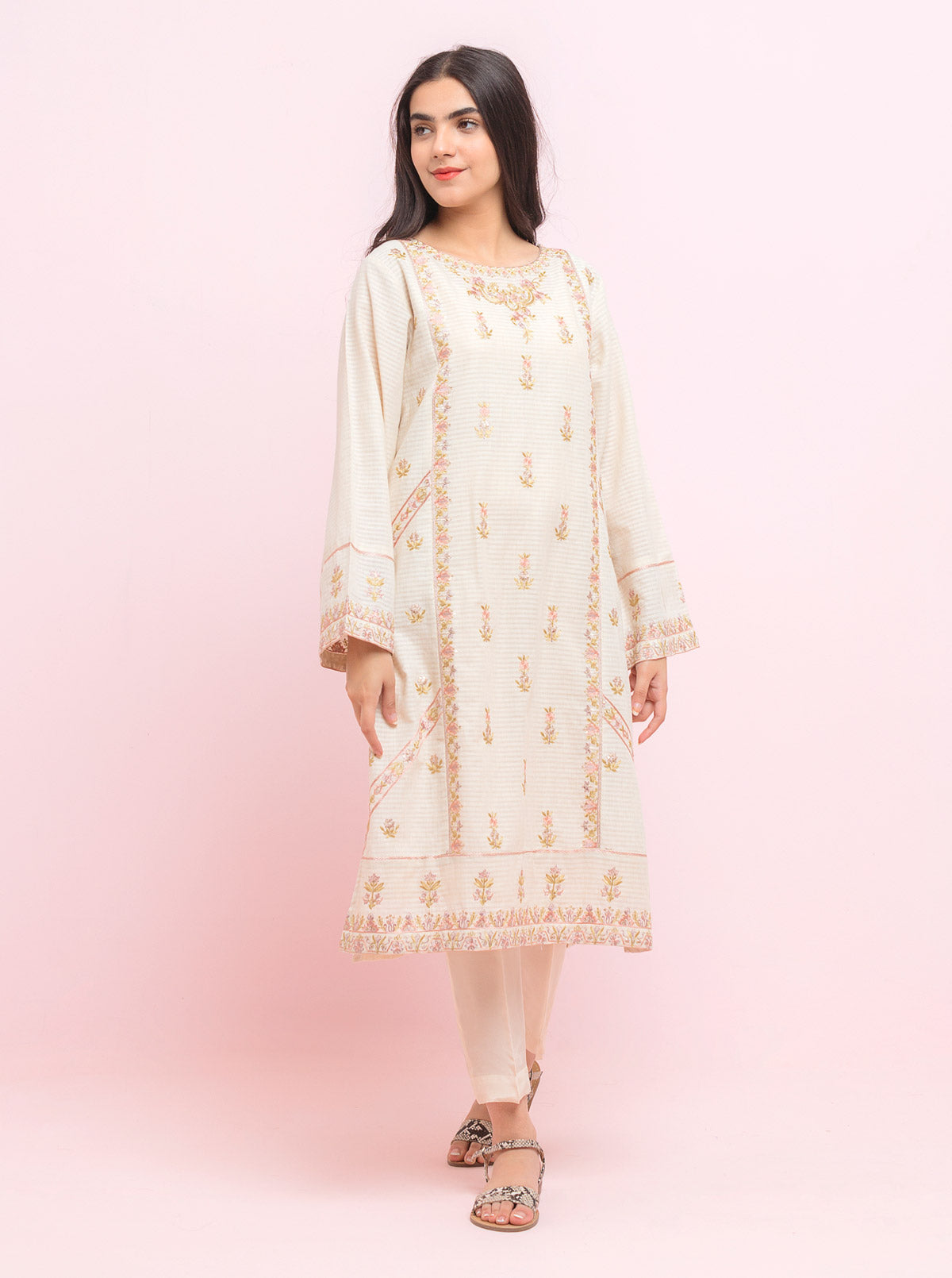 AJZS-25 EMBROIDERED CHANDERI COTTON 1 PC
