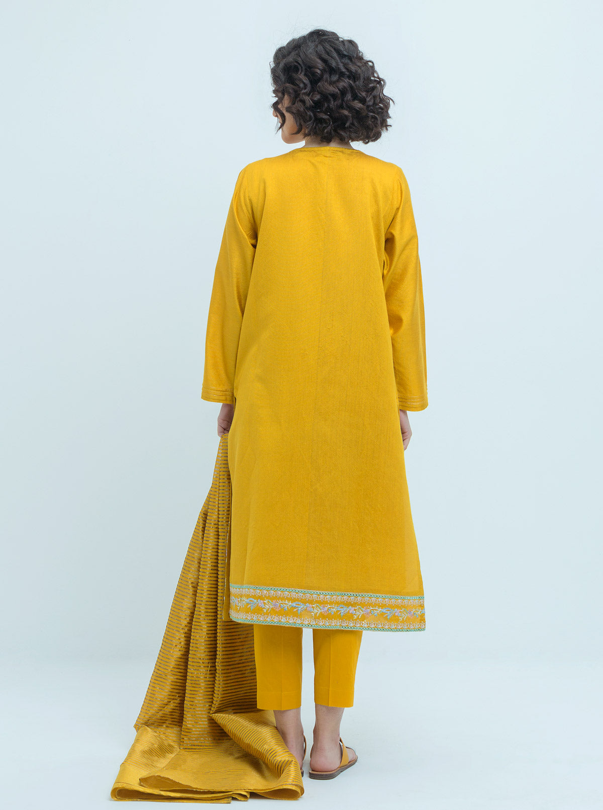 SS25DA-2765 PINK 2PCS EMBROIDERED KURTA WITH TROUSER