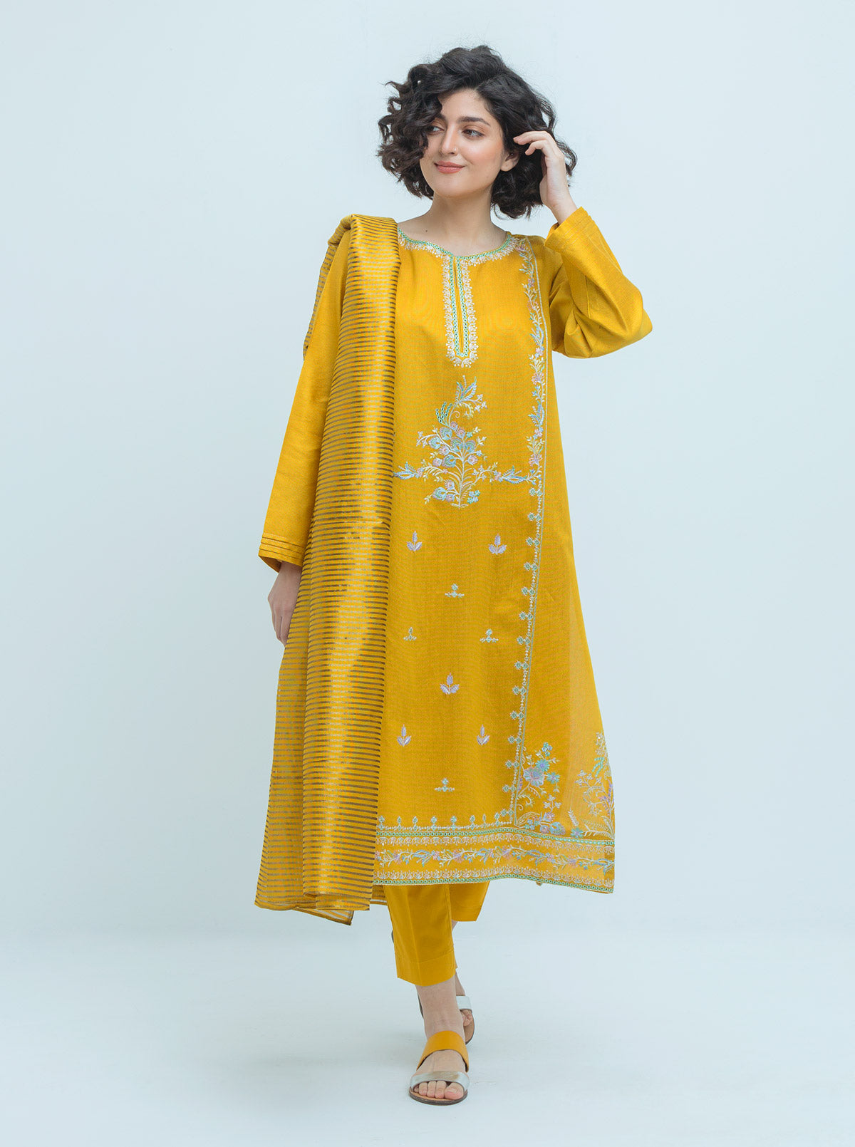 Embroidered Shirt With Dupatta