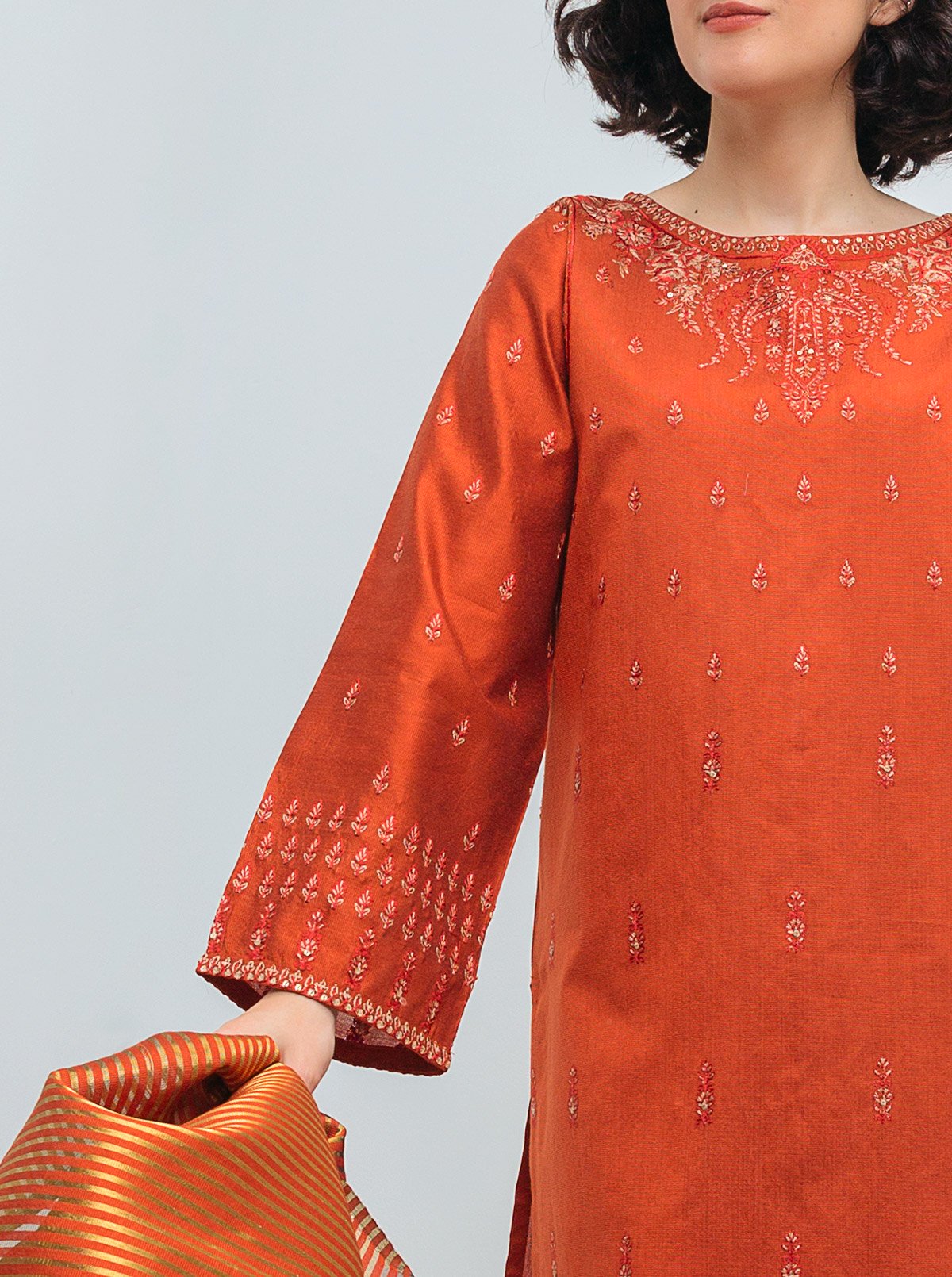 SS25DA-2776 BLUE 2PCS EMBROIDERED KURTA WITH TROUSER