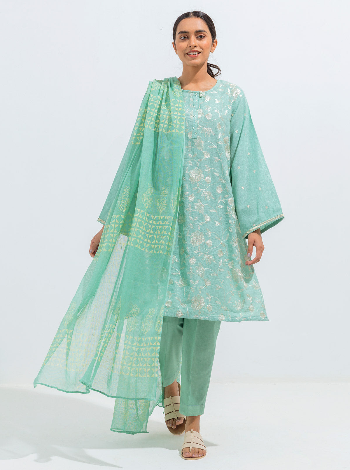 Embroidered Shirt With Dupatta