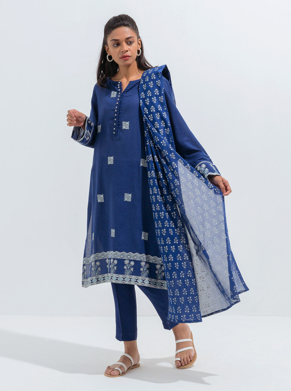 Embroidered Shirt With Dupatta