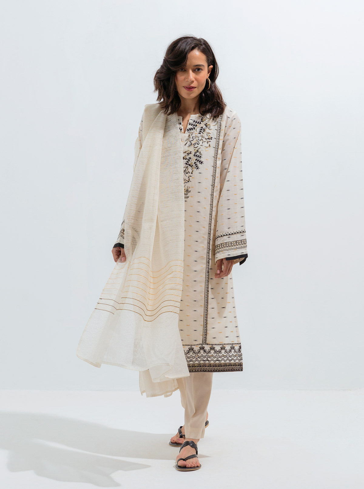 Embroidered Shirt With Dupatta