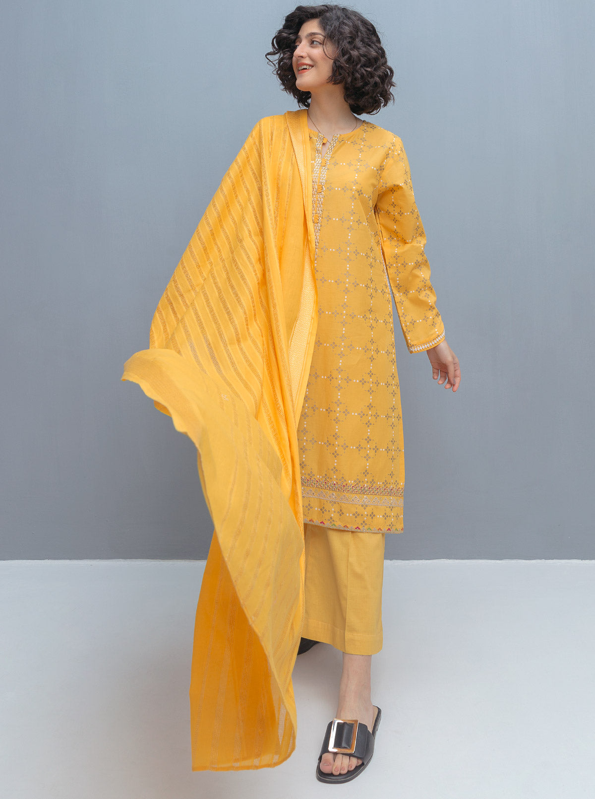 Embroidered Shirt With Dupatta