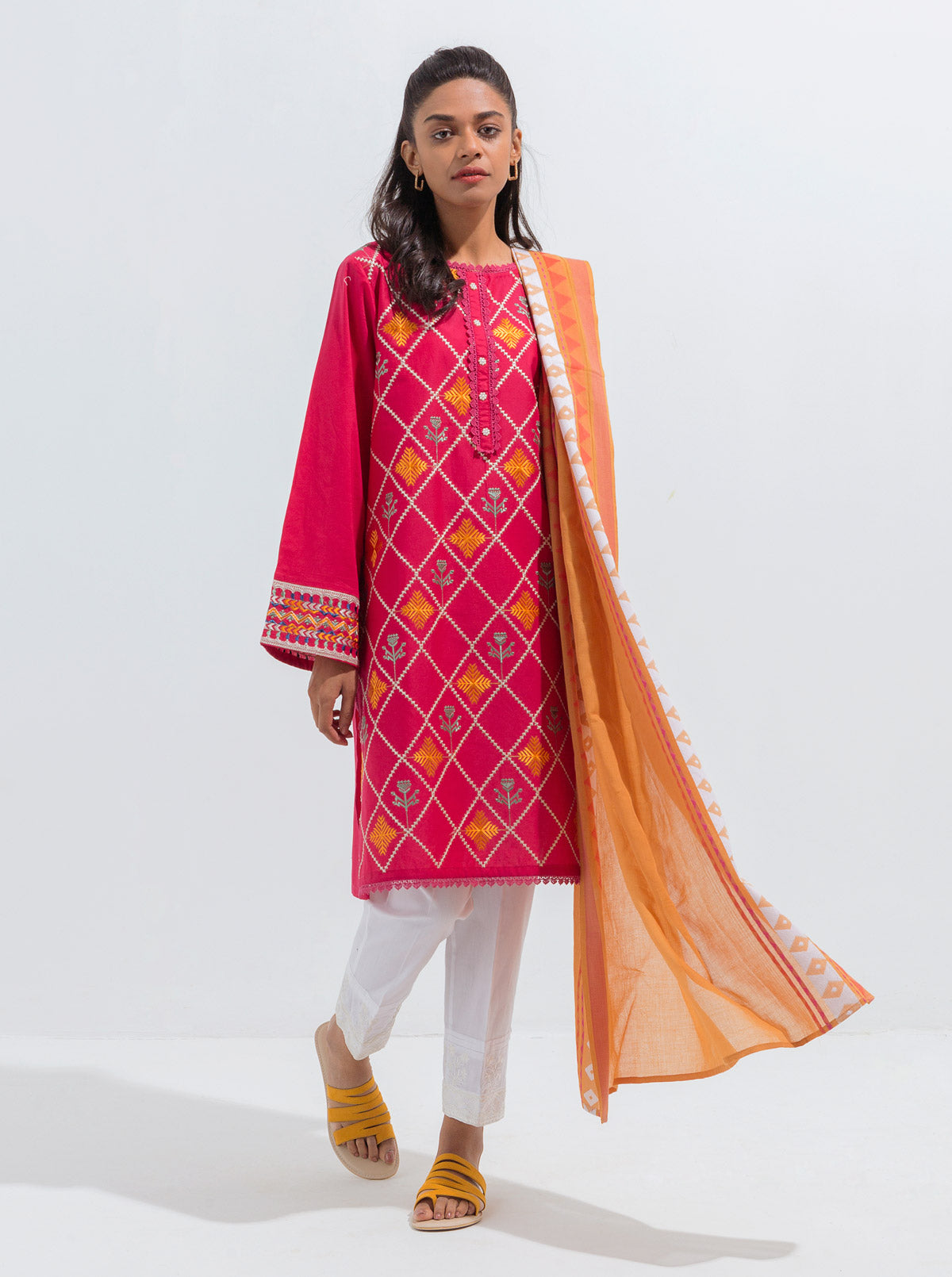 Embroidered Shirt With Dupatta