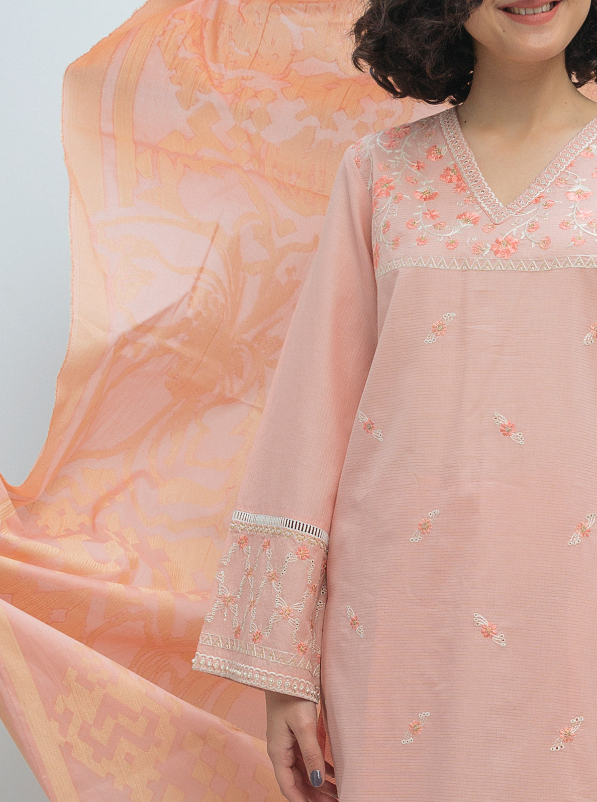 Embroidered Shirt With Dupatta