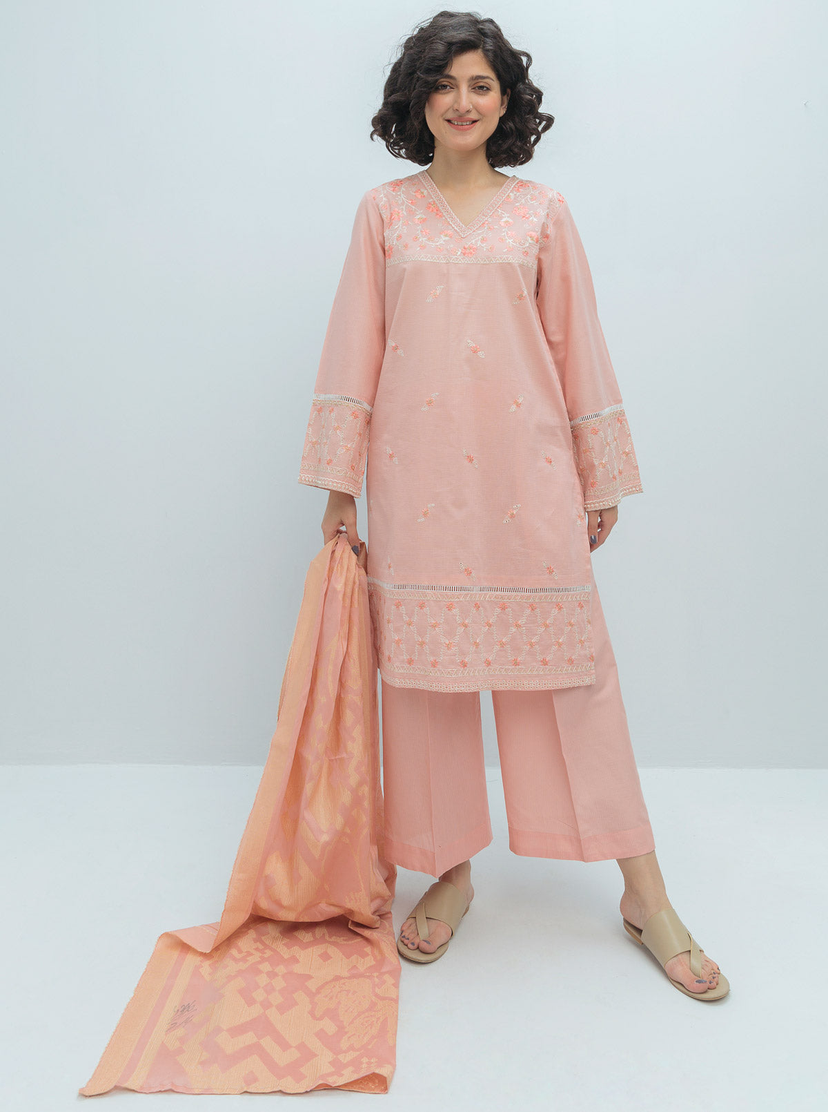 Embroidered Shirt With Dupatta