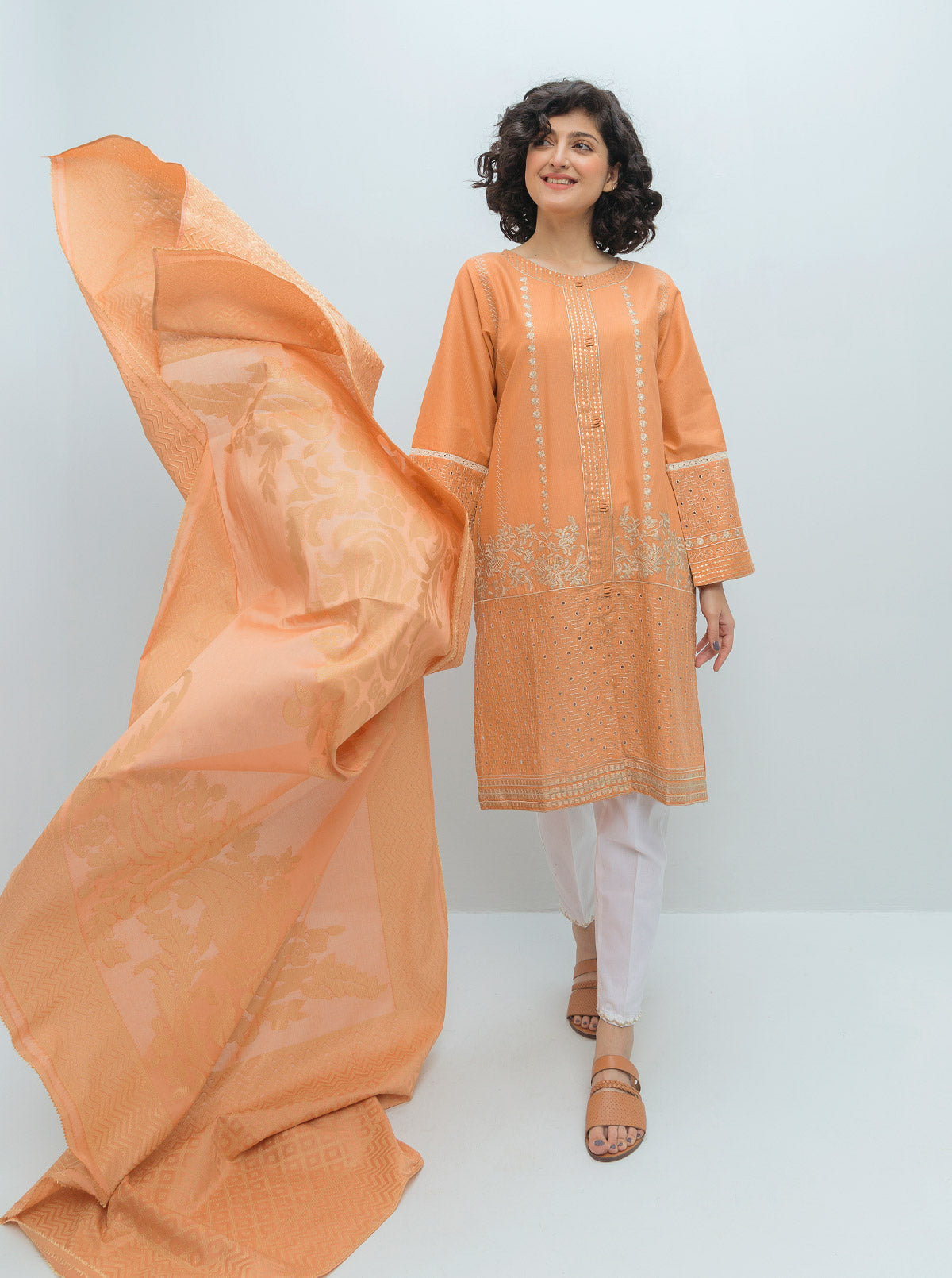 Embroidered Shirt With Dupatta