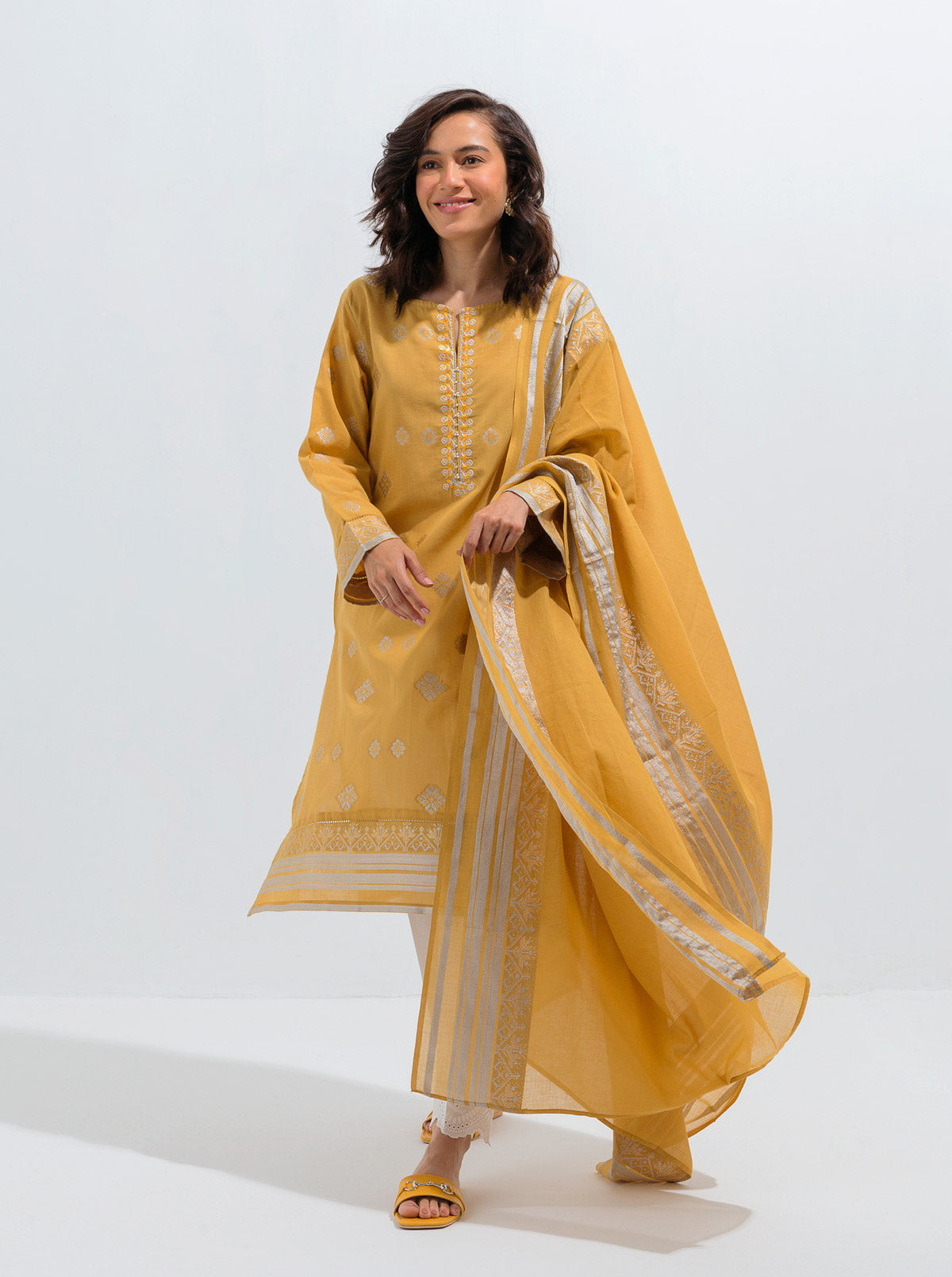 Embroidered Shirt With Dupatta