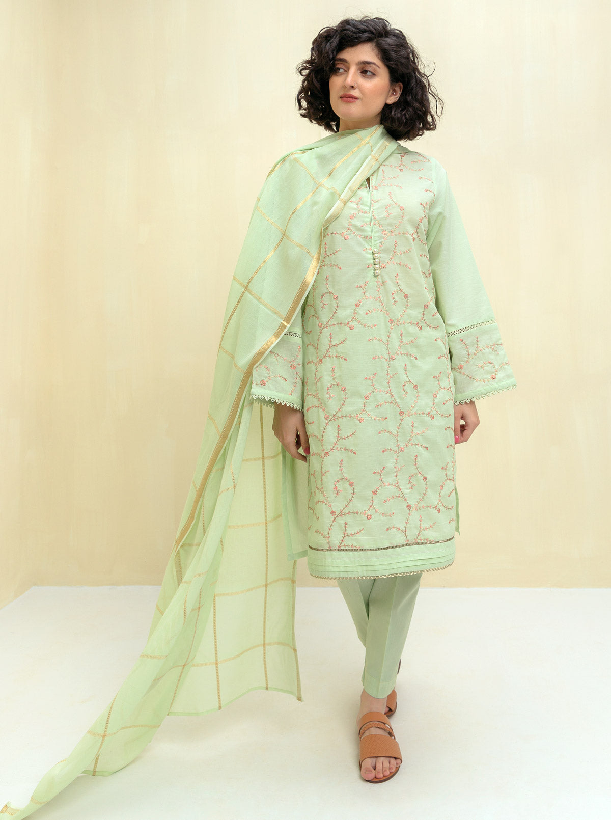 Embroidered Shirt With Dupatta