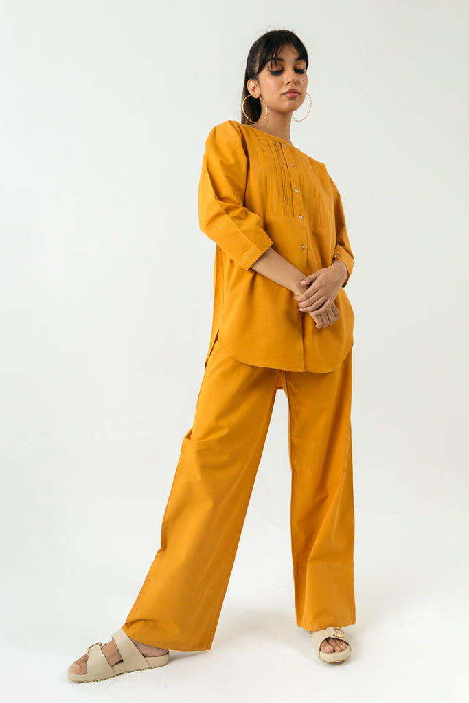 Mustard Textured Cotton Co-ord Set