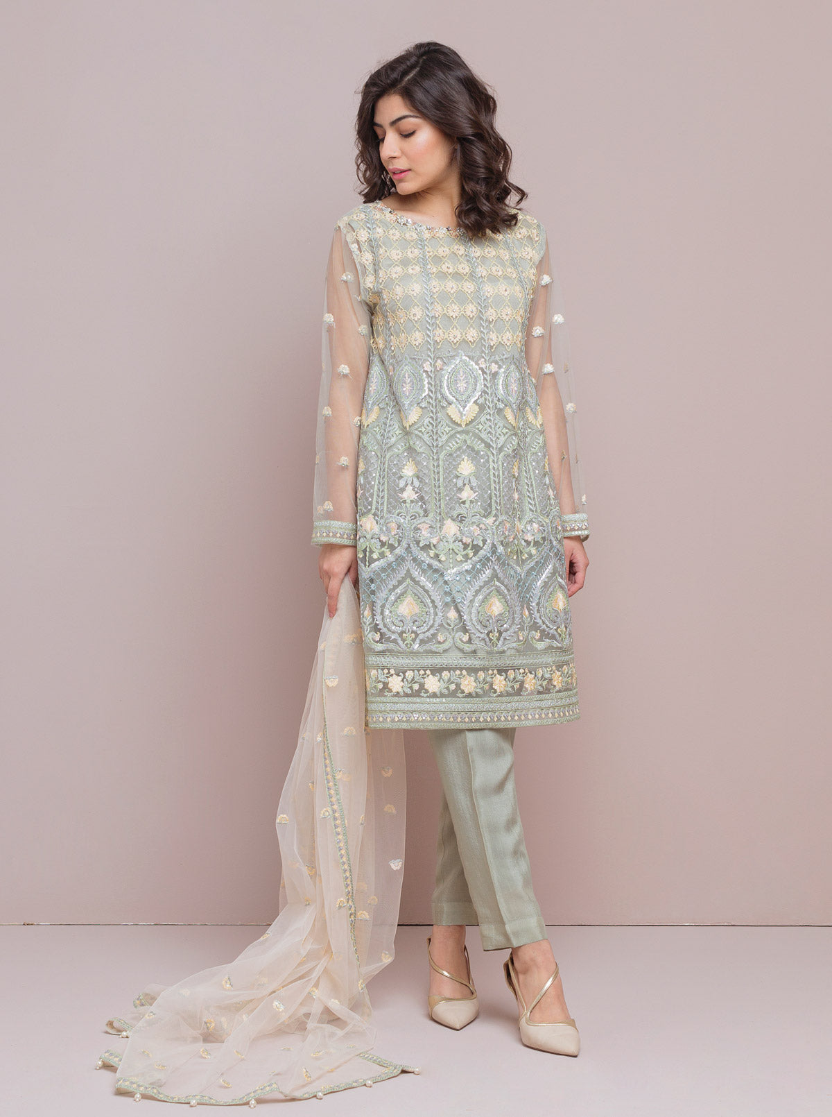 Embroidered Shirt With Dupatta
