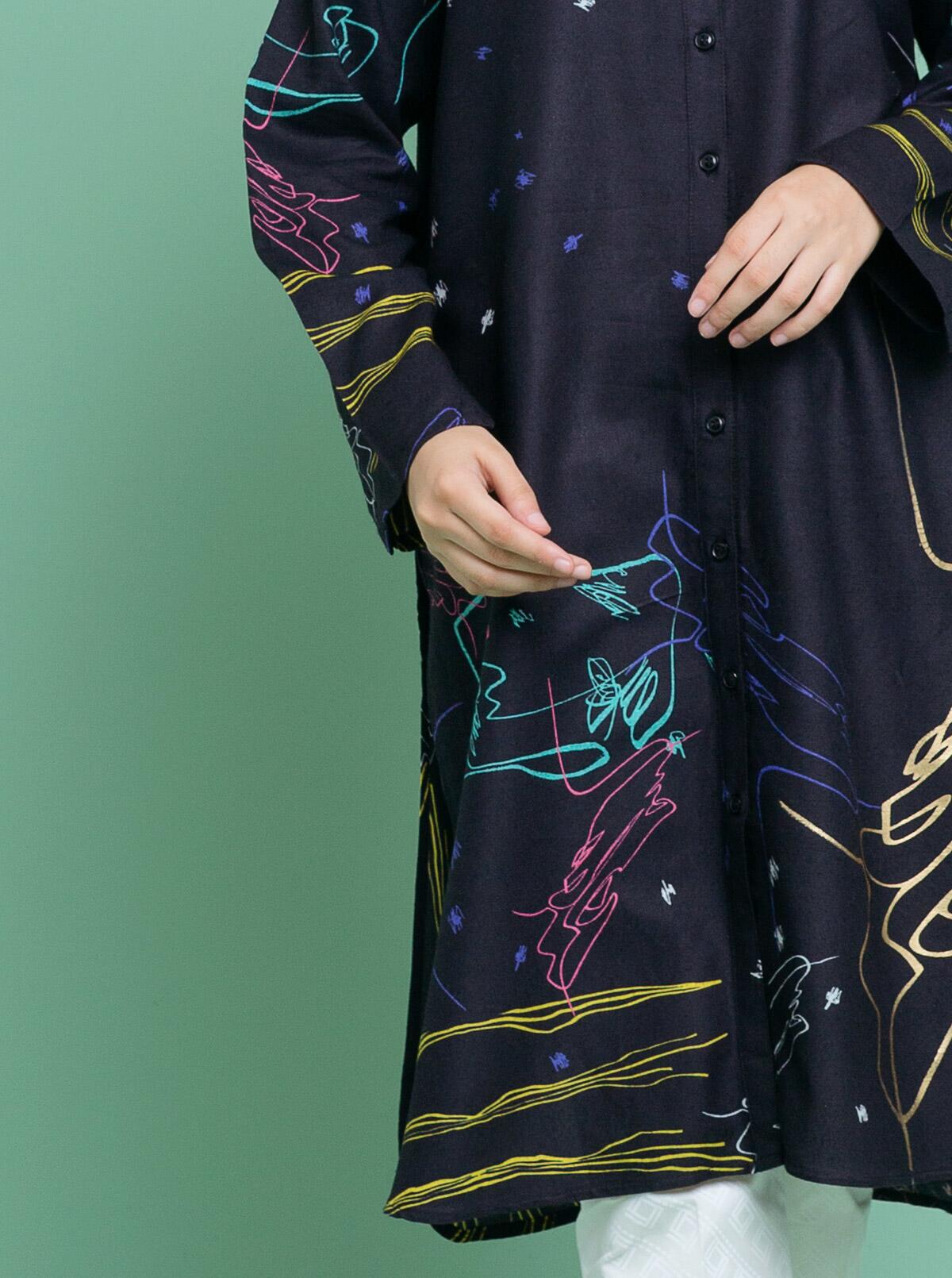 AJUBEP-07 Printed Embroidered Cambric Unstitched 3 Pcs