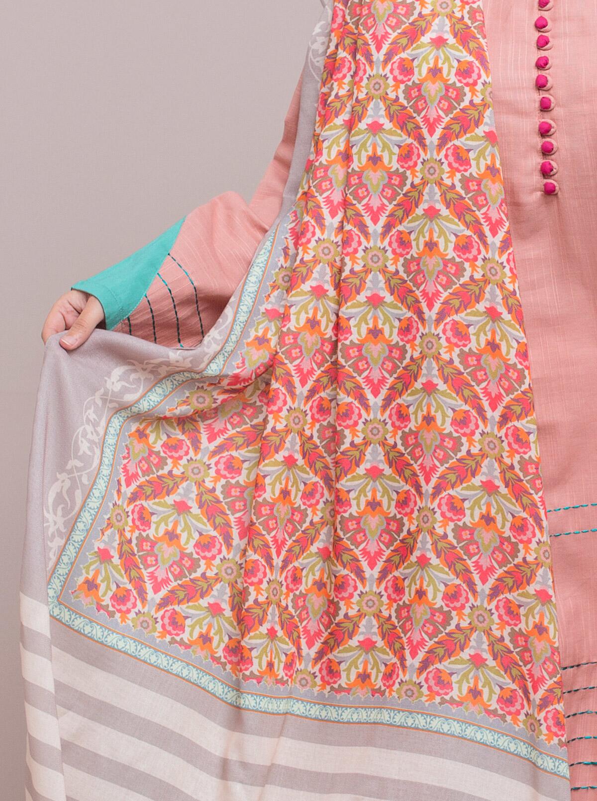 AJZS-12 EMBROIDERED CHANDERI COTTON 3 PCS