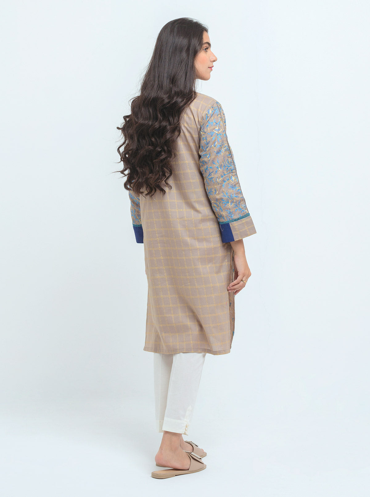 DA-1412 Beige EMBROIDERED KURTA