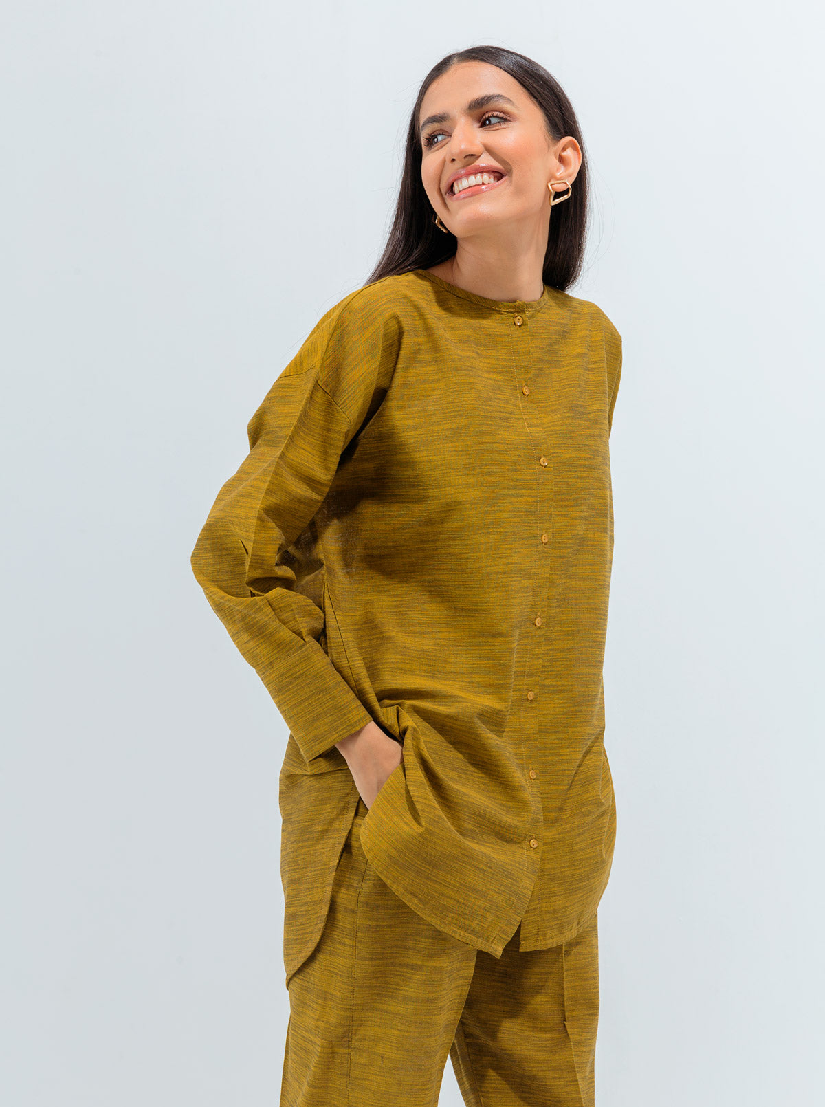 Textured Olive Mustard Co-Ord Set