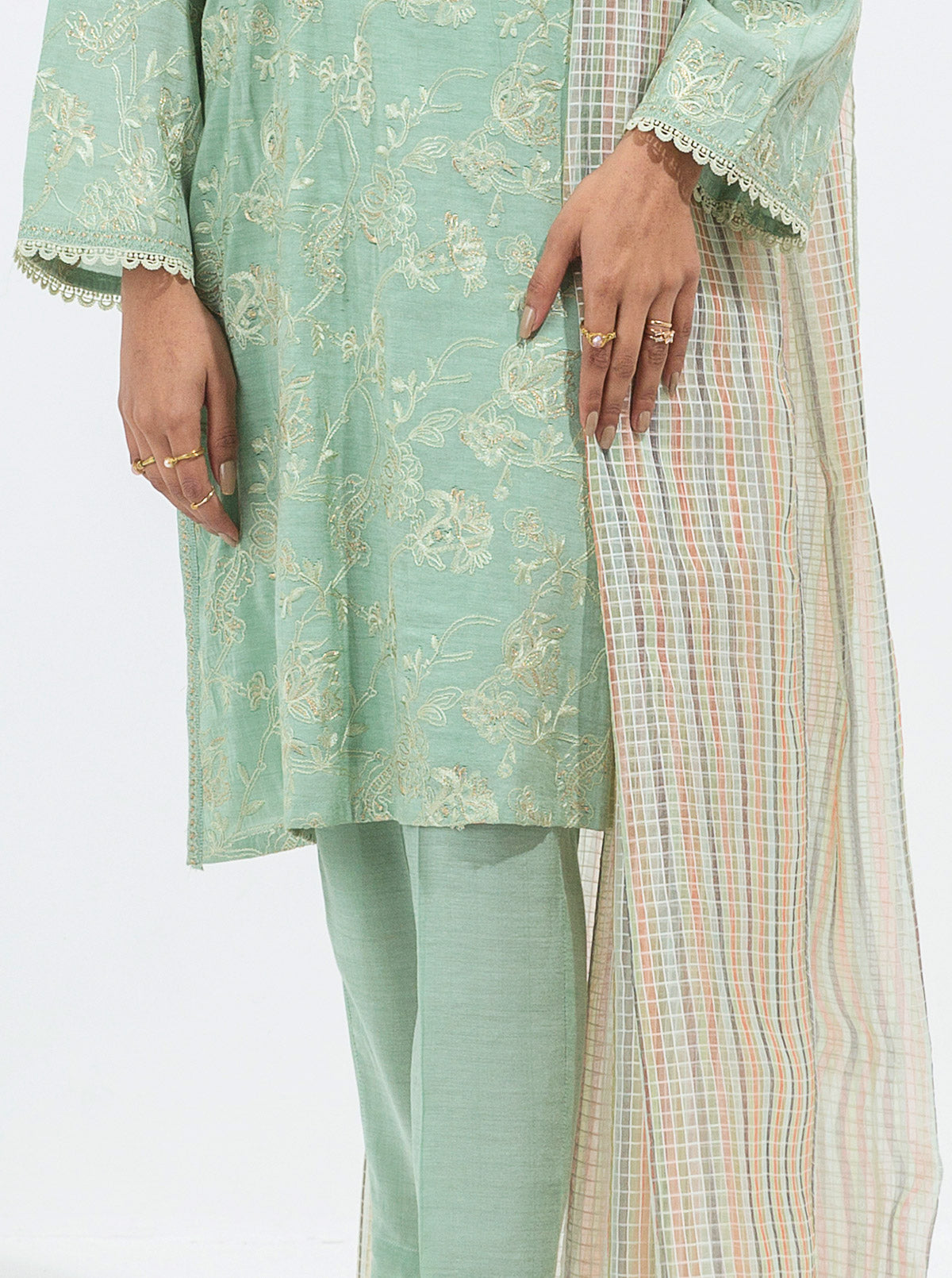 2 Piece Embroidered Paper Cotton Suit (Luxury Pret)